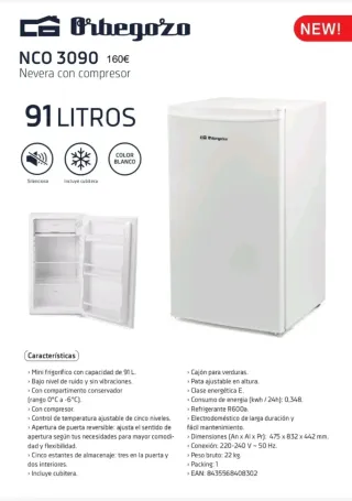 Orbegozo NCO 3090 Nevera 91L