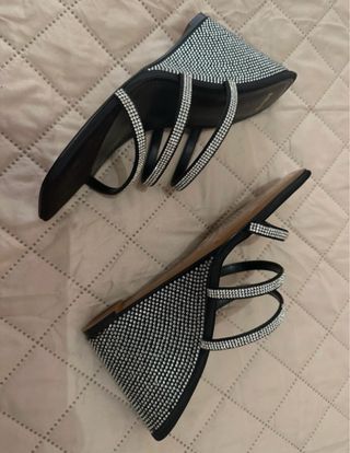 Sandalias Mango Plata Brillantes