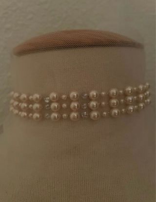 Gargantilla Perlas Vintage Tul Bordado