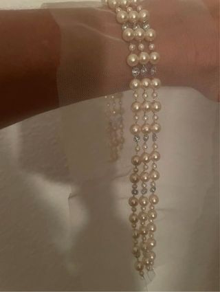 Gargantilla Perlas Vintage Tul Bordado