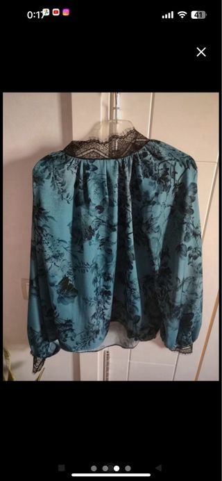 Blusa azul satinada Zara Talla S