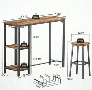 Mesa alta con taburetes