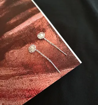 Pendientes Plata de Ley enebrador Flor Cadena