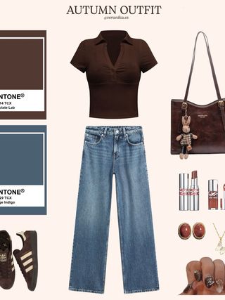 ZARA Top Polo Manga Corta Marrón