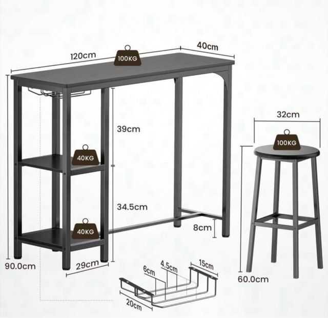 Mesa alta con taburetes