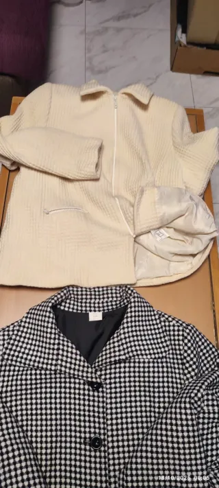 Chaqueta Beige y Negra Mujer Talla XXL