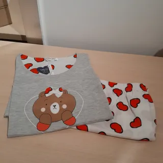 Pijama Mujer XL Oso y Corazones