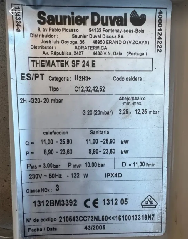 Placa Saunier Duval SF 24 E