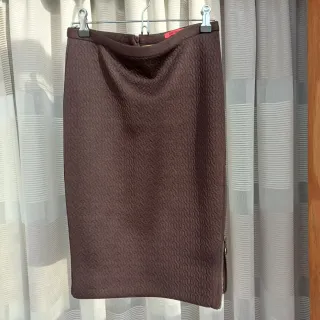 Saia castanha Ana Sousa T-34 fecho lateral