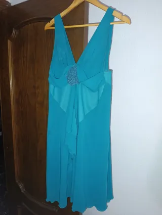 Vestido de fiesta verde azulado