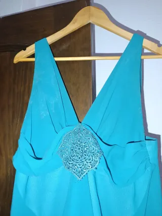 Vestido de fiesta verde azulado