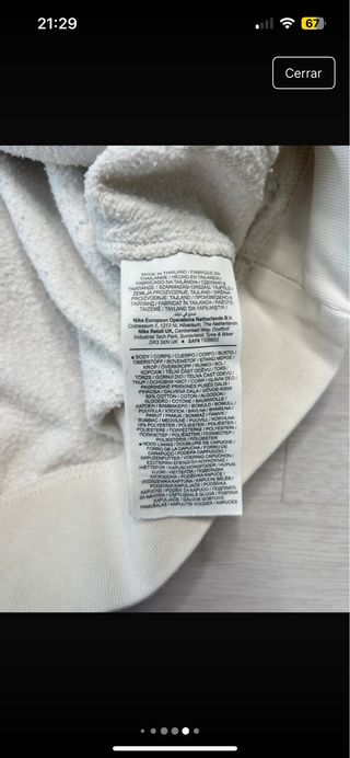 Sudadera Nike Blanca Talla L