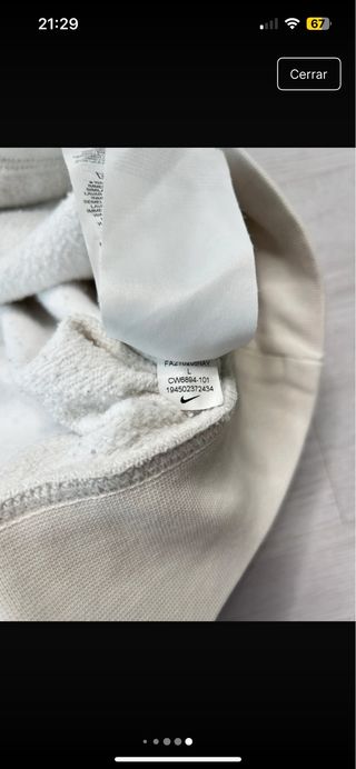 Sudadera Nike Blanca Talla L