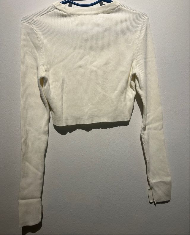 Camiseta Crop Canalé Manga Larga Pull & Bear