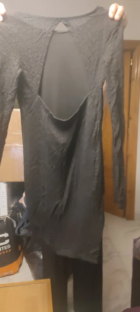 Vestido negro corto encaje mujer 38-40