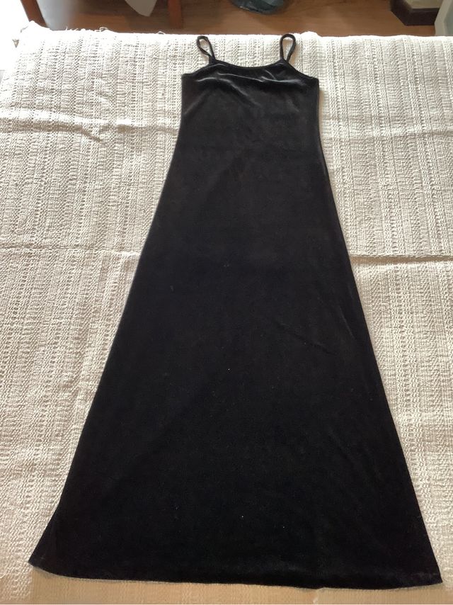 Vestido largo negro terciopelo