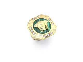 sello oro 18k con piedra con malaquita