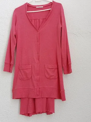 Conjunto bata y camisón rosa