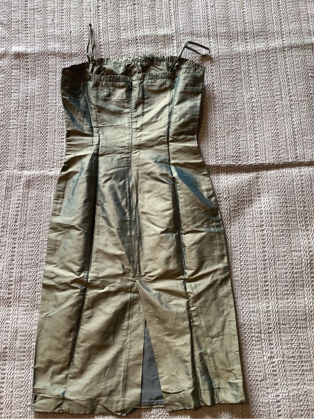 Vestido cóctel seda salvaje verde