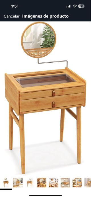 Tocador de madera con espejo y cajones