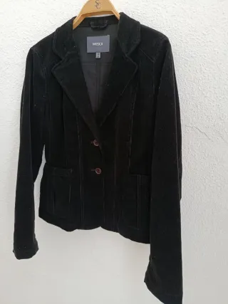 Chaqueta blazer pana negra mujer 
