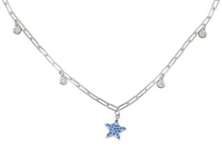 cadena plata 925mm con piedra con circonita 19 2.5cm