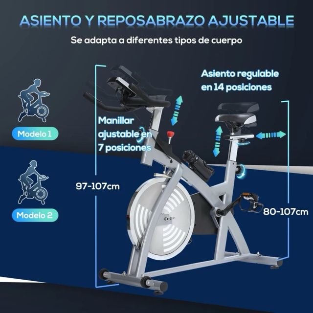 Bicicleta Estática Homcom Gris