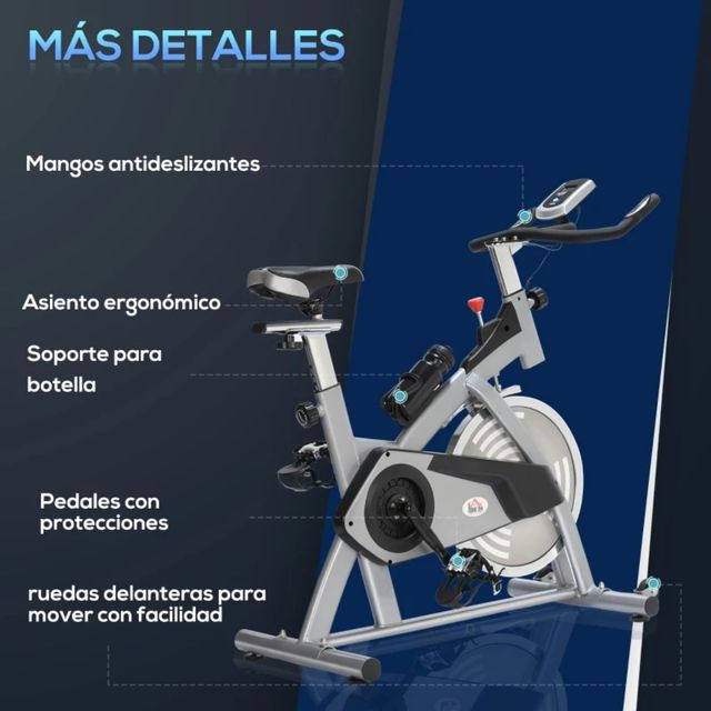 Bicicleta Estática Homcom Gris