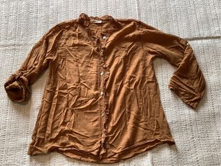 Blusa de algodón mujer marrón
