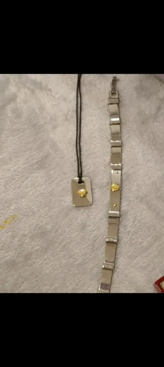 Colgante y Pulsera Acero y Oro