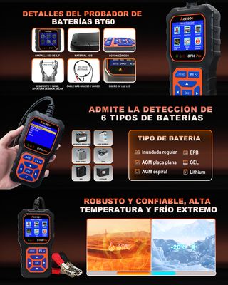 ★ Comprobador Baterías Coche, Moto, Camión, Barco