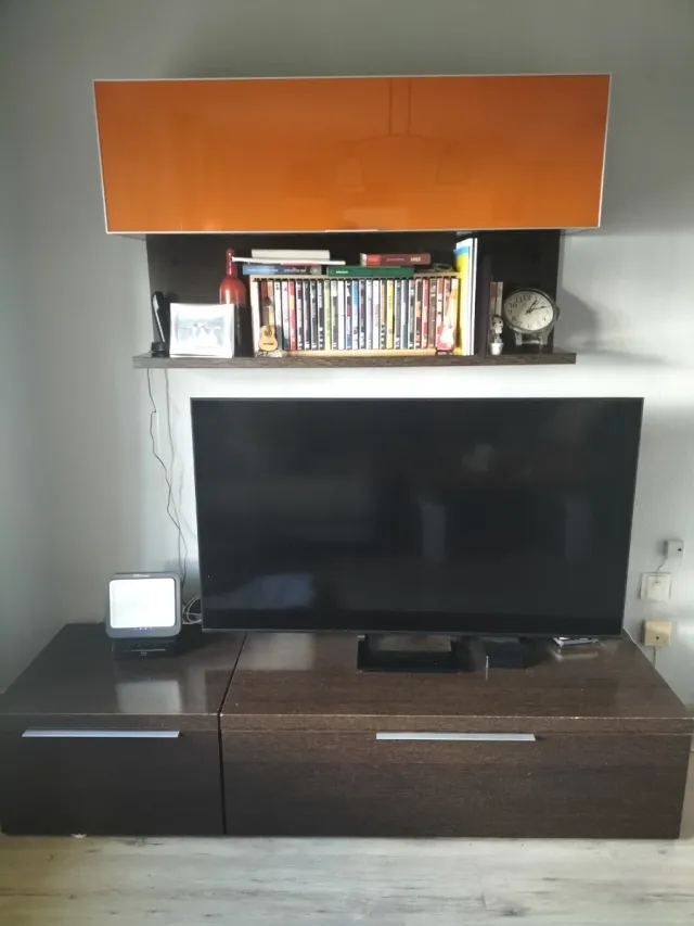 Muebles de salón modulares madera y cristal