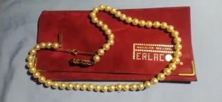 Collar Perlas Majorica Dorado y Blanco