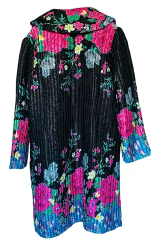 Abrigo oversize reversible estampado floral