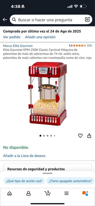 Máquina de palomitas Elite Roja