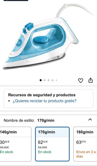 Plancha de vapor Braun TexStyle 3 Azul SIN ABRIR!!