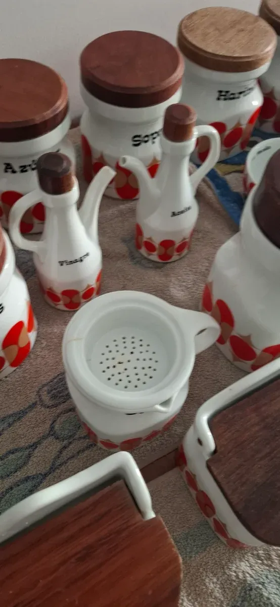 Juego 25 Tarros Cocina Vintage Cerámica Madera