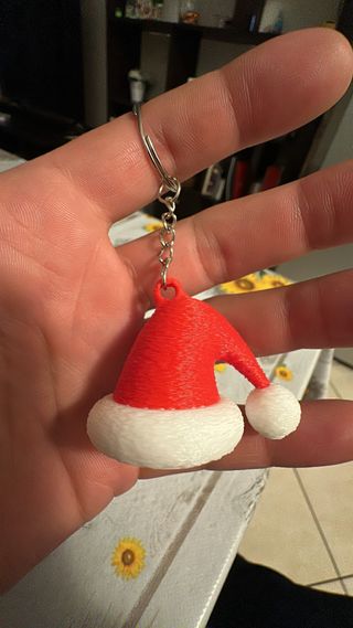 Portachiavi Cappellino Babbo Natale Rosso Bianco