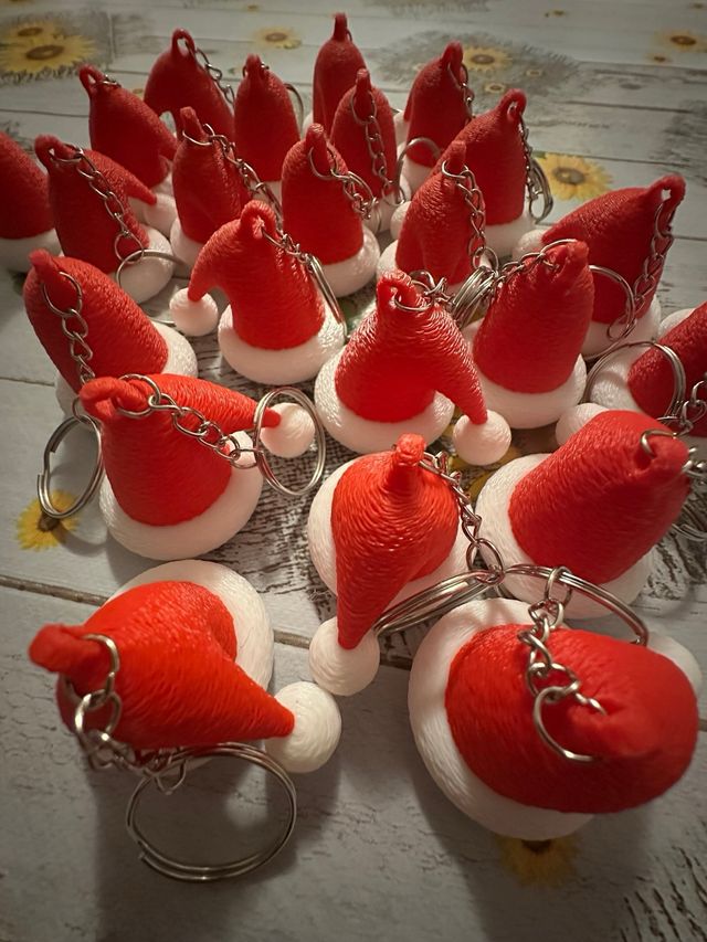 Portachiavi Cappellino Babbo Natale Rosso Bianco