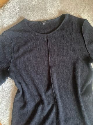 Camiseta Massimo Dutti manga media negra