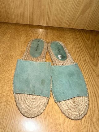 Sandalias planas enfasis verde talla S 
