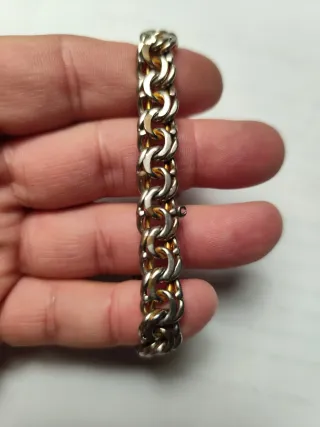 Pulsera eslabones dorada y plateada