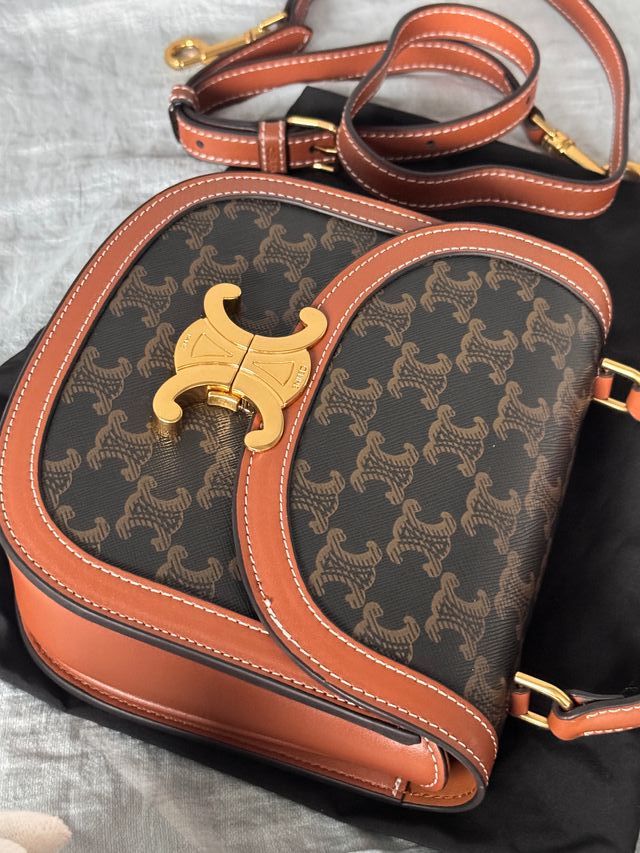 Bolso Celine Triomphe Mujer Marrón Dorado