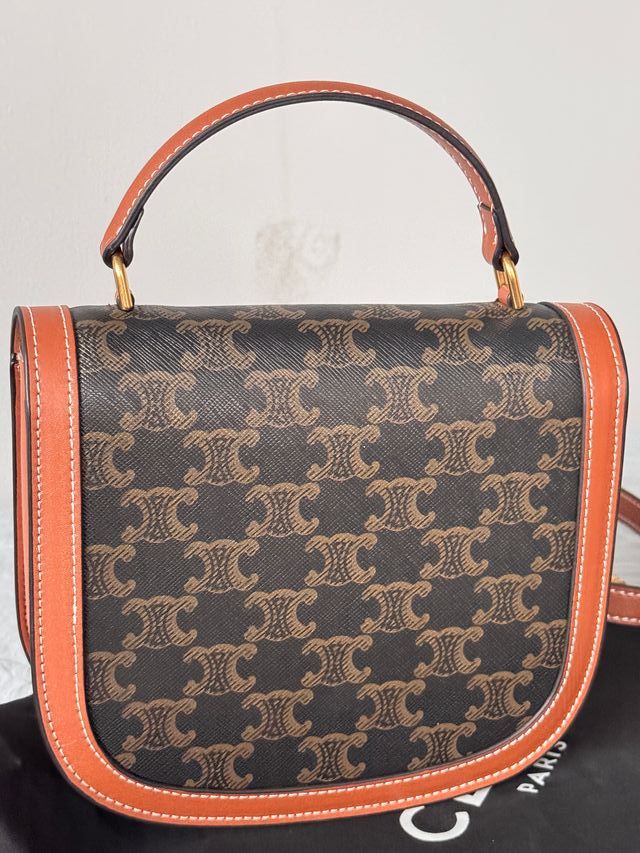 Bolso Celine Triomphe Mujer Marrón Dorado