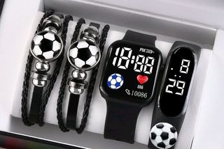 Set 4 Piezas Relojes y Pulseras Fútbol