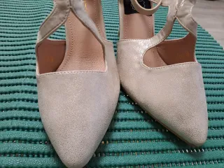 Zapatos  Tacon Dorado y Plateado