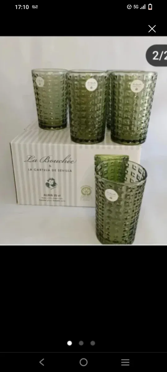 6 Vasos La Cartuja de Sevilla - Verde Oliva