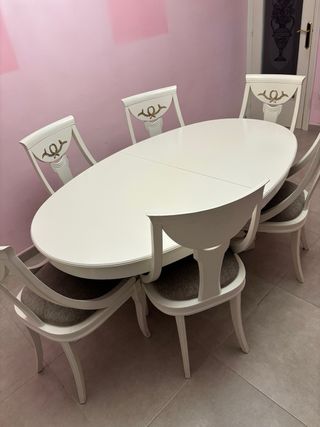 Mesa de comedor extensible blanca