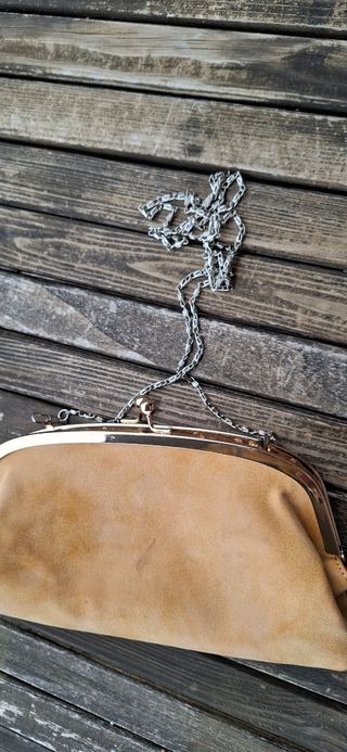 Pochette donna beige e oro