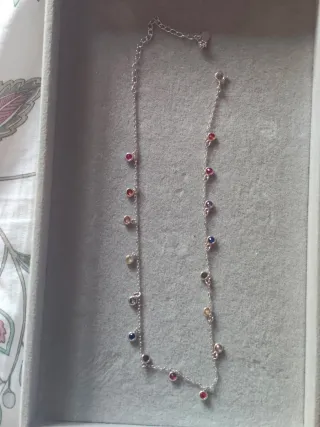 Gargantilla plata con piedras multicolor